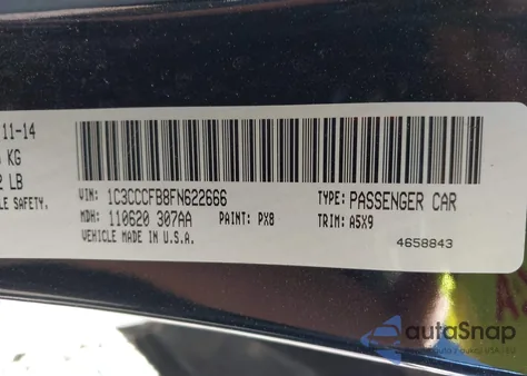 2015 Chrysler 200 Lx from USA, damaged, VIN 1C3CCCFB8FN622666